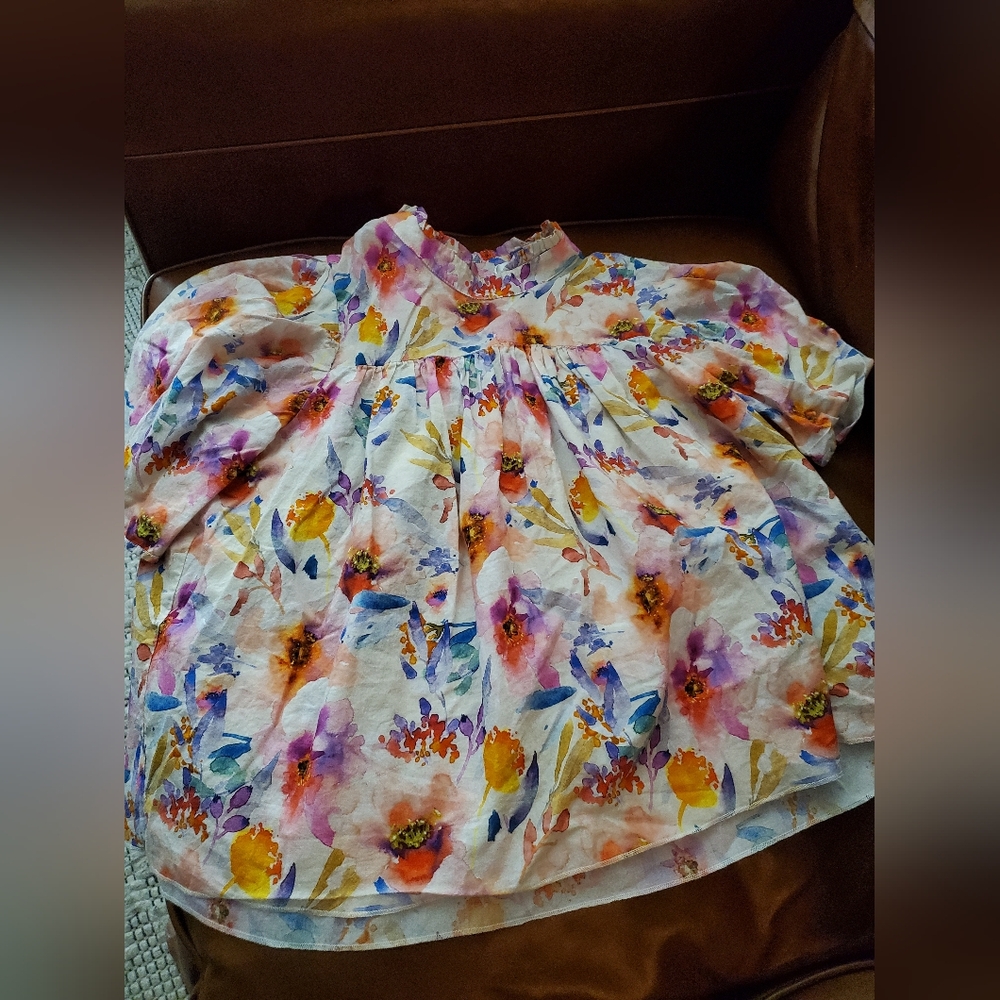 Lavender Brown June Floral Top S Small